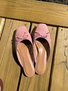 Jcrew Pink suede ballet slip ons